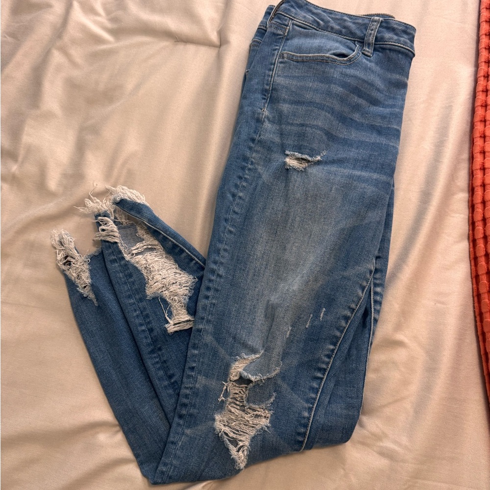 American Eagle Outfitters Ripped Blue Boyfriend Jeans